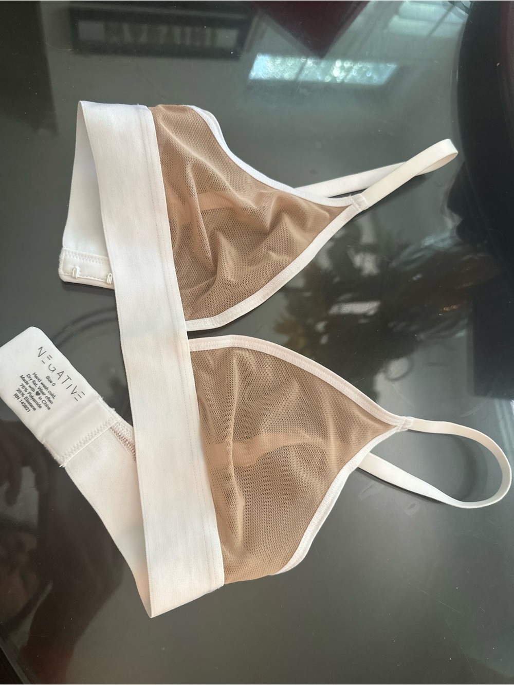 Negative Underwear NWOT Sieve Triangle Bra Buff White Sz 0 - Picture 3 of 4